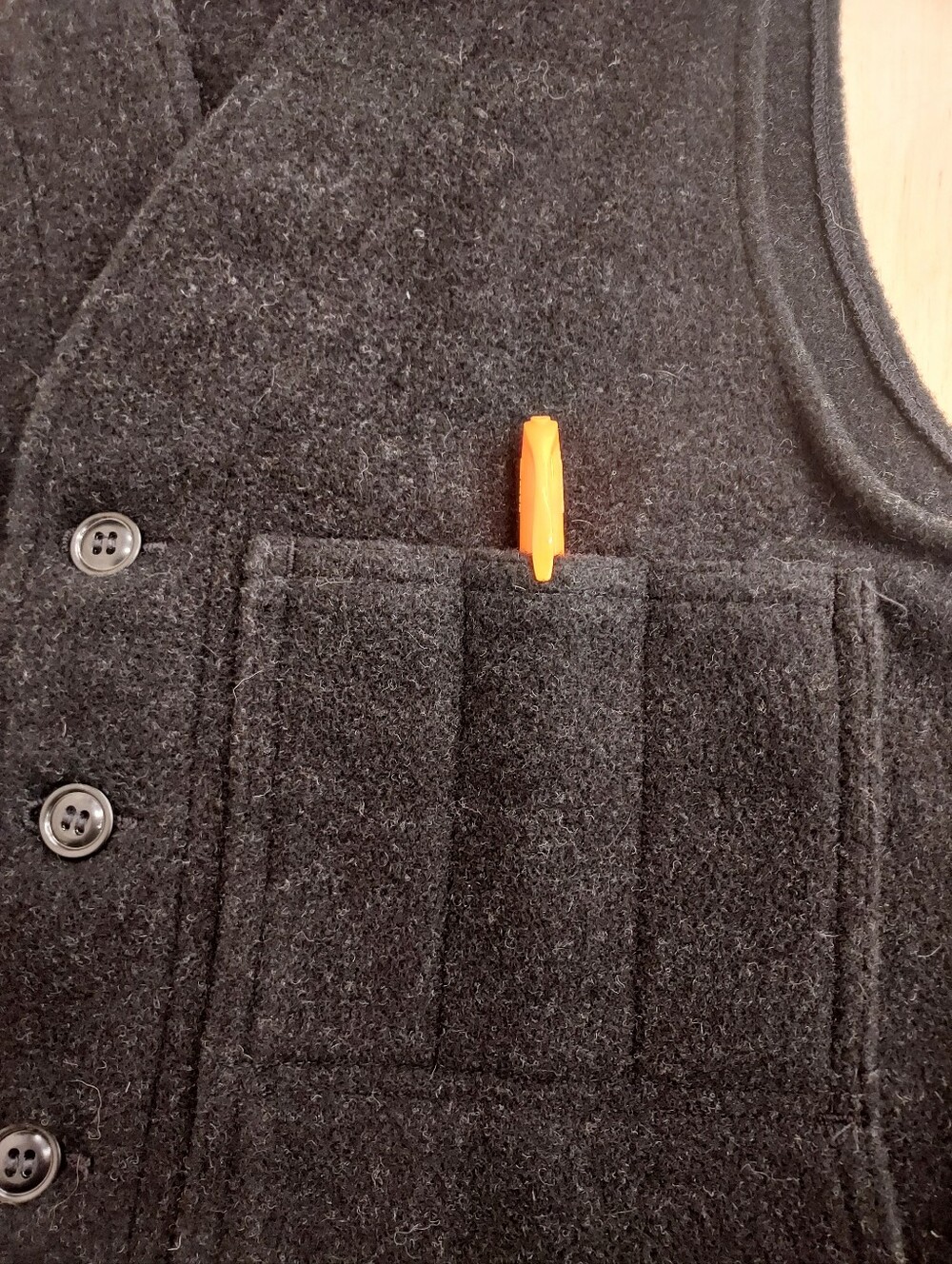 Filson Black Wool Work Vest with Button Front - Picture 3 of 5